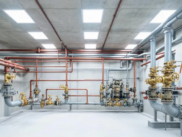 Commercial mechanical room valve installation