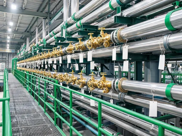Industrial utility piping with valves